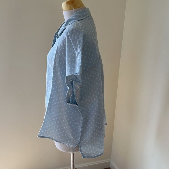 Rachel Zoe XL polka dot front button linen top. - Picture 2 of 6